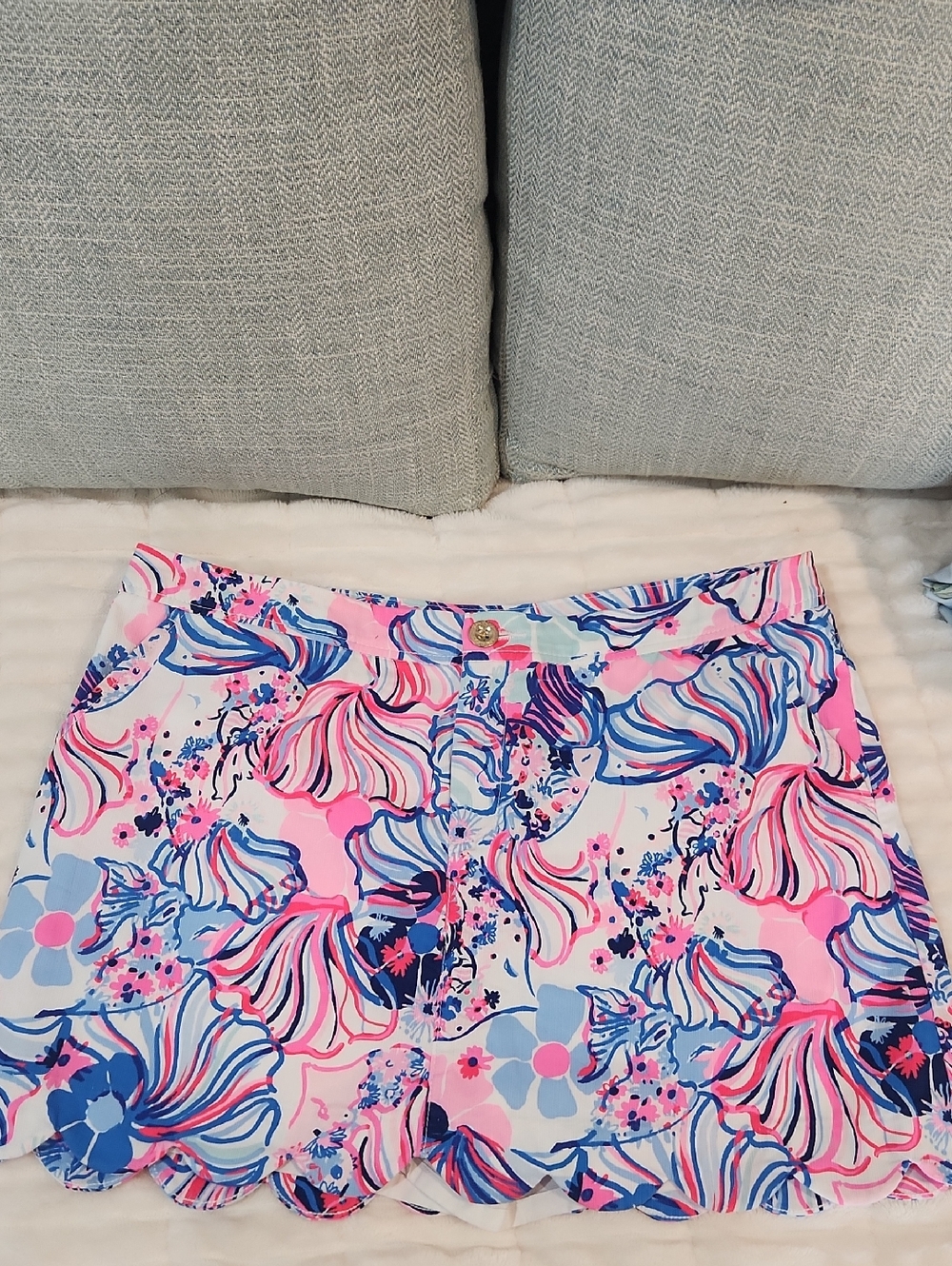 Lilly Pulitzer Pink Blue Floral Scallop Hem Skort
